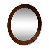 Scandinavian round teak mirror