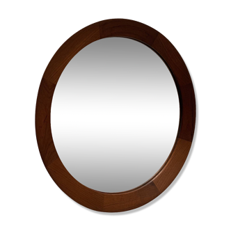 Miroir rond scandinave en teck