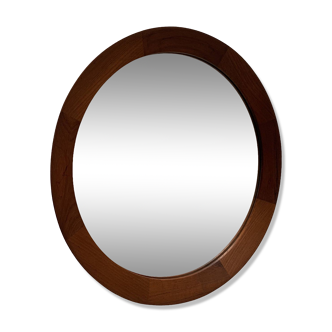 Scandinavian round teak mirror