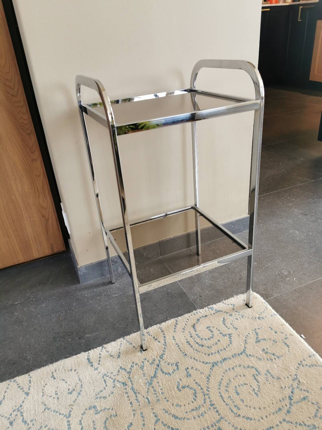 Small vintage chrome metal shelf