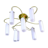 Ceiling lamp brass and Opaline glass, from "Hillebrand", 1960