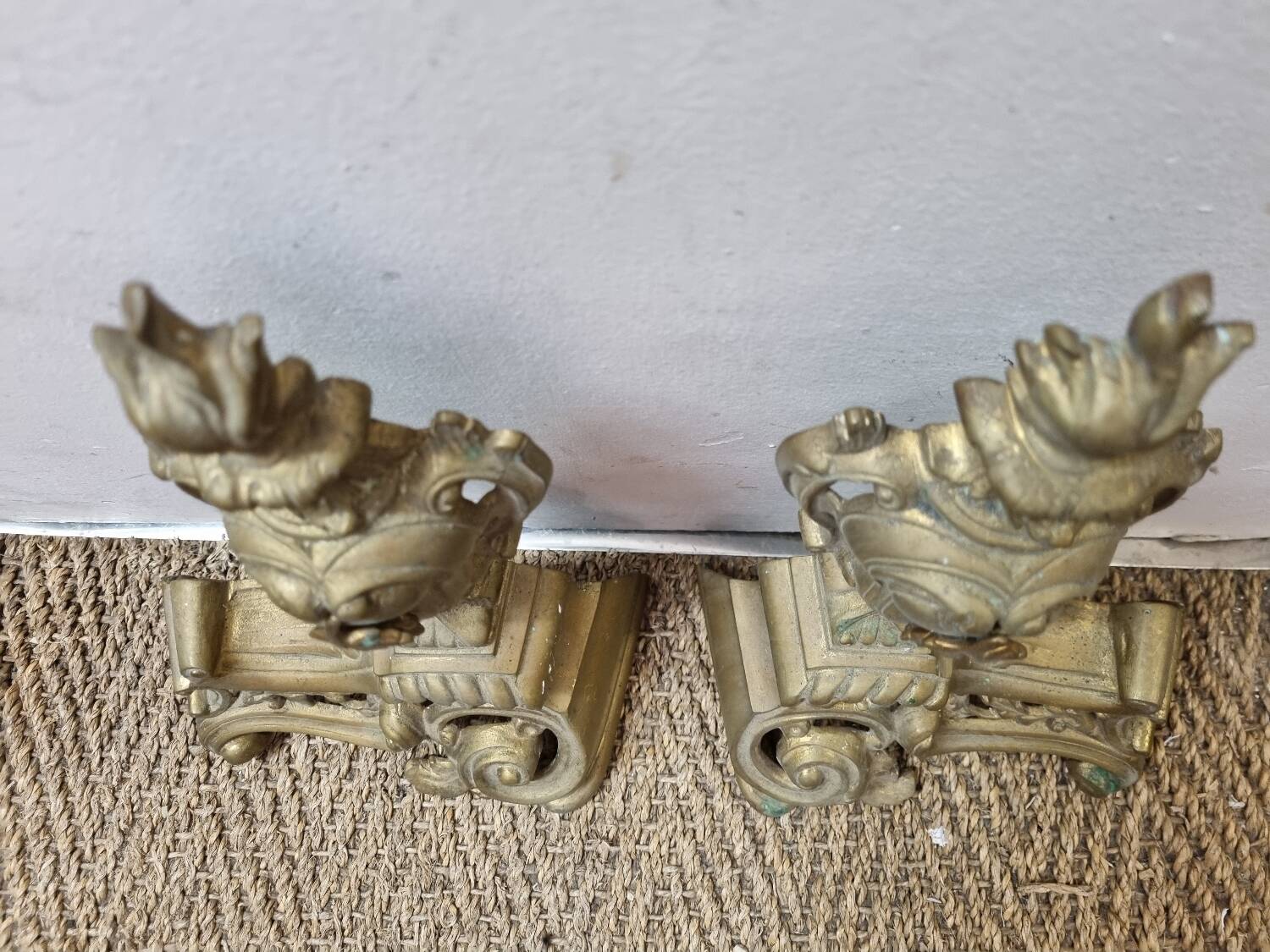 Louis XVI bronze andirons