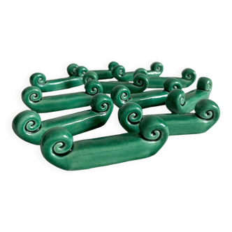 11 vintage green ceramic knife holders