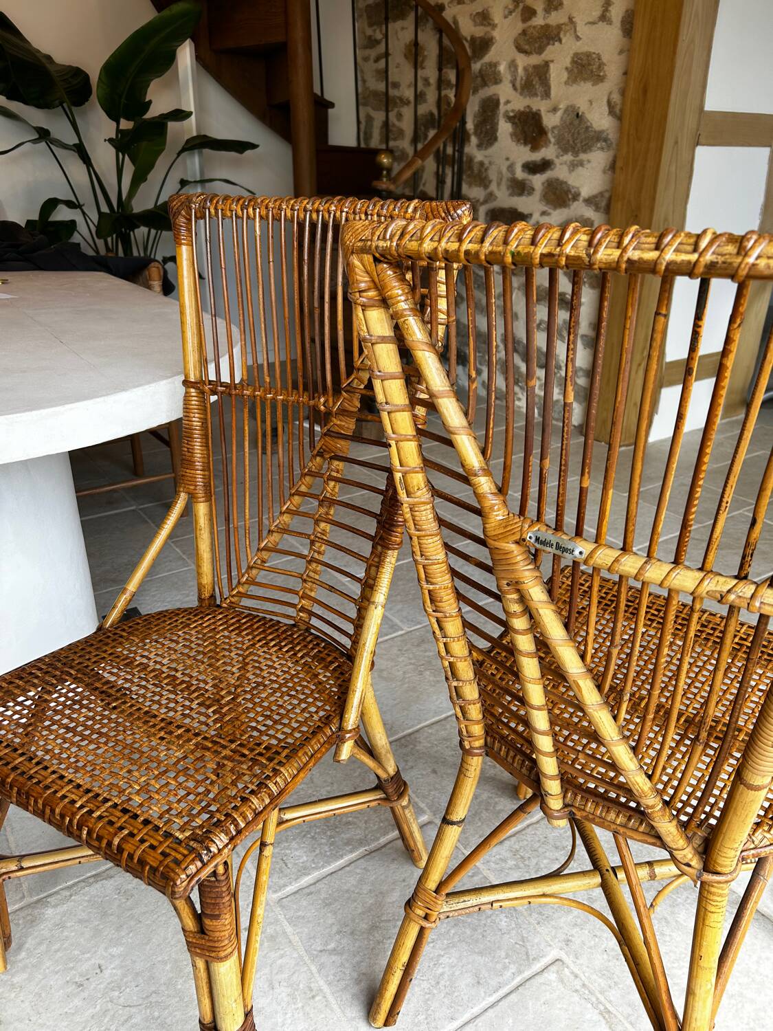 Paire de chaises en rotin années 50/60