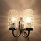Double wall lamp 1970's chrome and glass