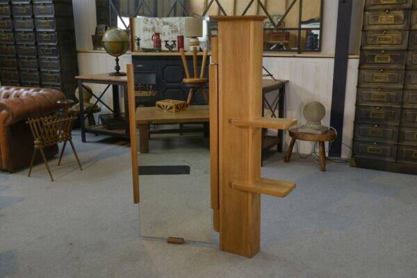 Wall shelf with adjustable mirror by Guillerme et Chambron for Votre Maison 1960's