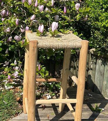 High wood and rope stool