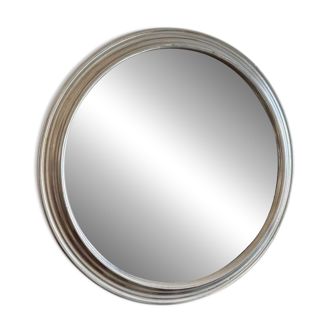 Plateau miroir rond patiné