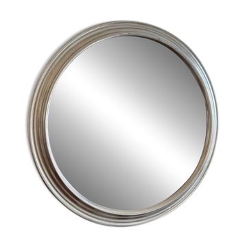 Plateau miroir rond patiné