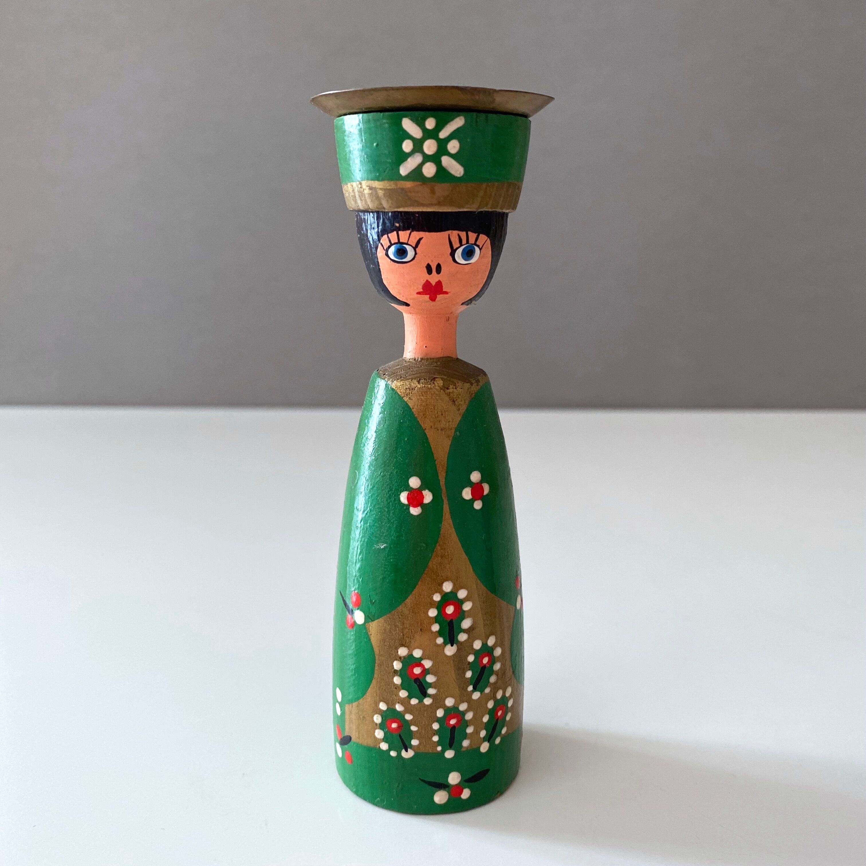 2 vintage candle holder DDR wooden figures, christmas decoration