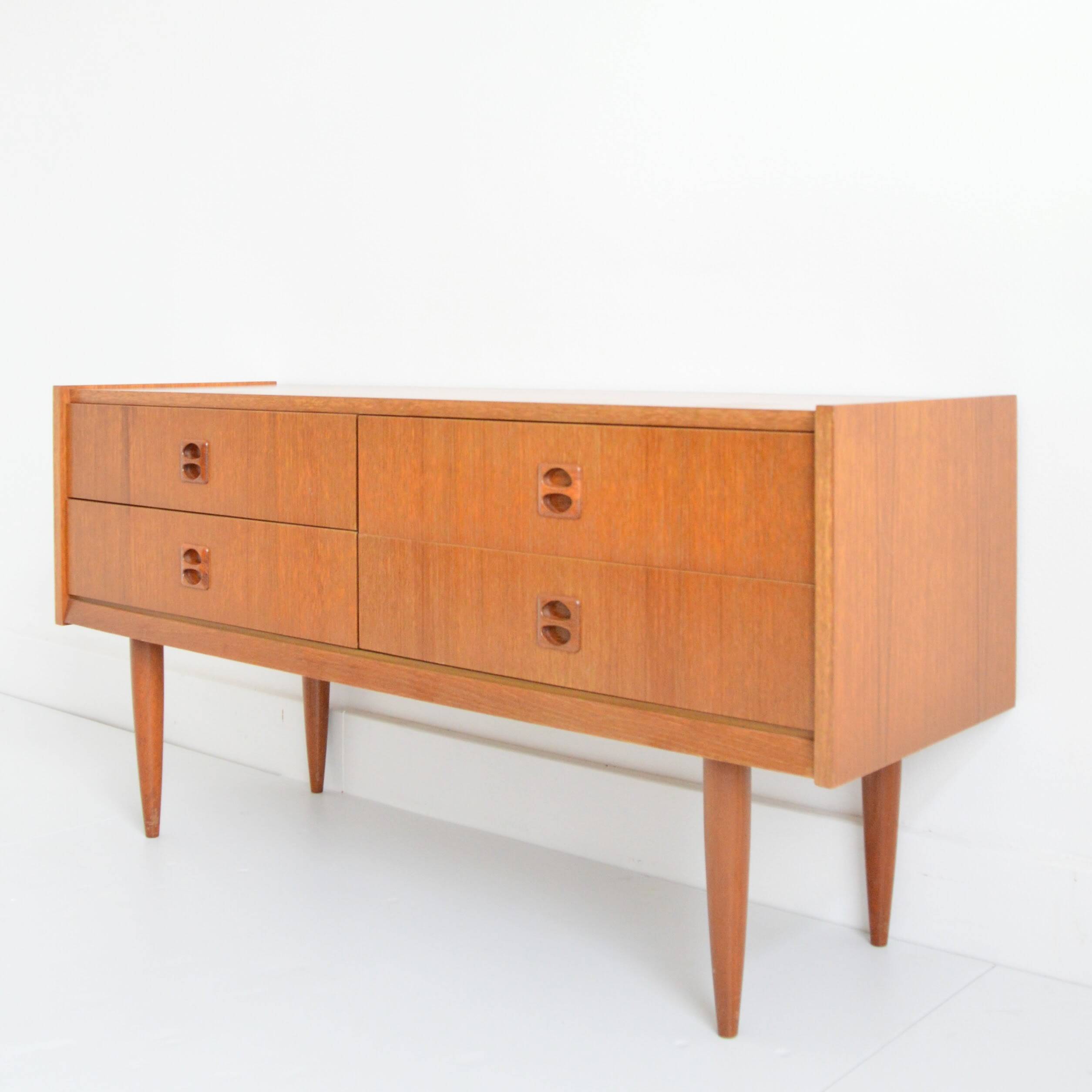 Small Scandinavian sideboard with 4 drawers, vintage 1960.