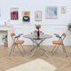 6 orange folding chairs