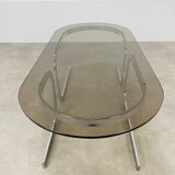 Coffee table space age chrome and smoked glass 70s