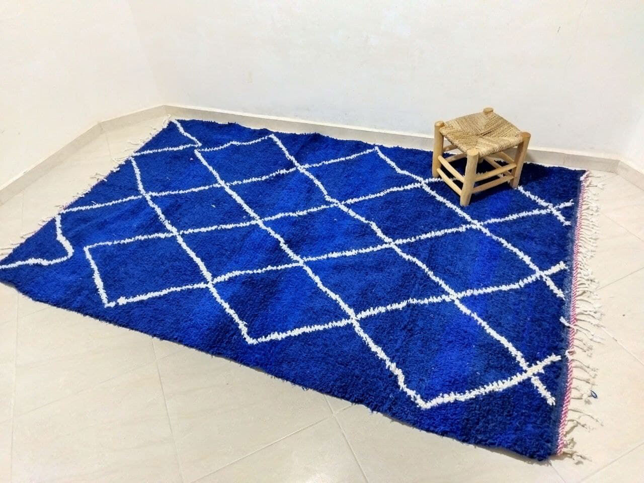 Berber Berber carpet beni ouarain blue diamonds 250 x 157 cm
