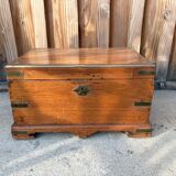 Antique camphor chest made of camphor wood and brass