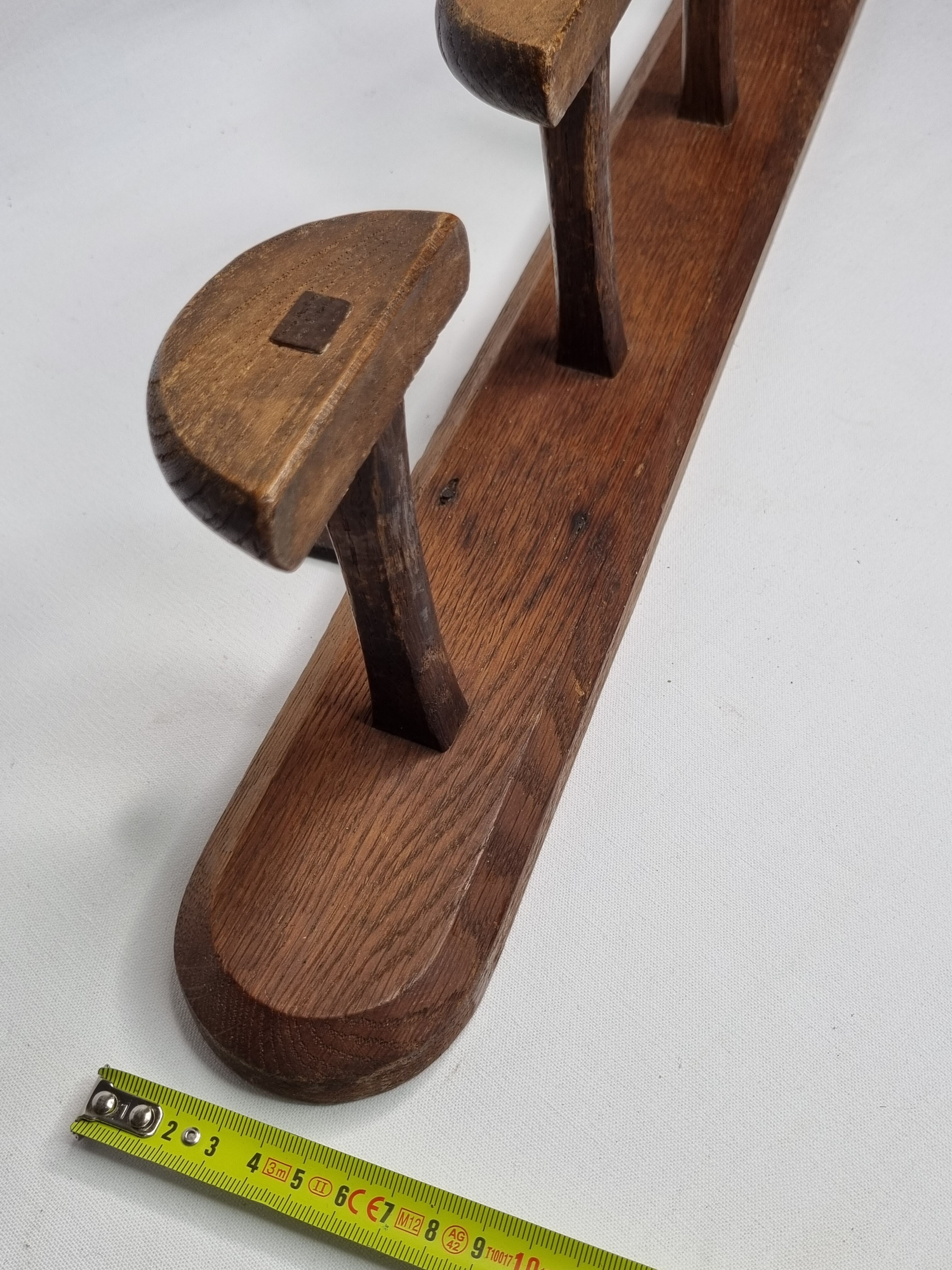 Wall coat rack in solid wood "half-moon" handmade, 75 cm