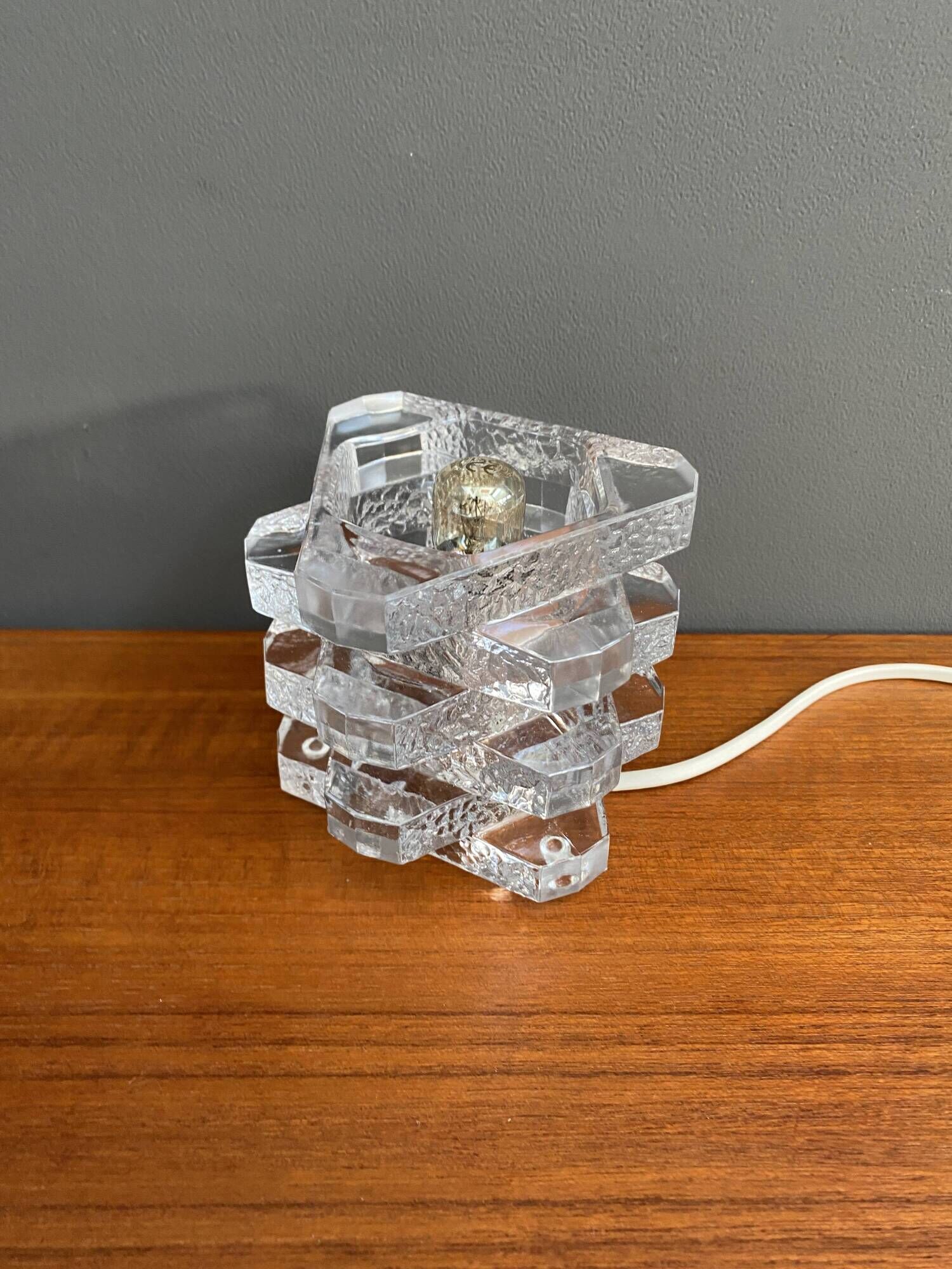 Glass table lamp by Peill & Putzler 1960s Ice cube series