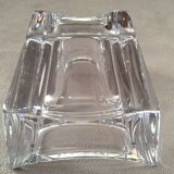 Gros cendrier en cristal massif moderniste design monogramme "sa" art
