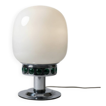 Lampe Space Age Globe Opale & Chrome - Vintage 70s