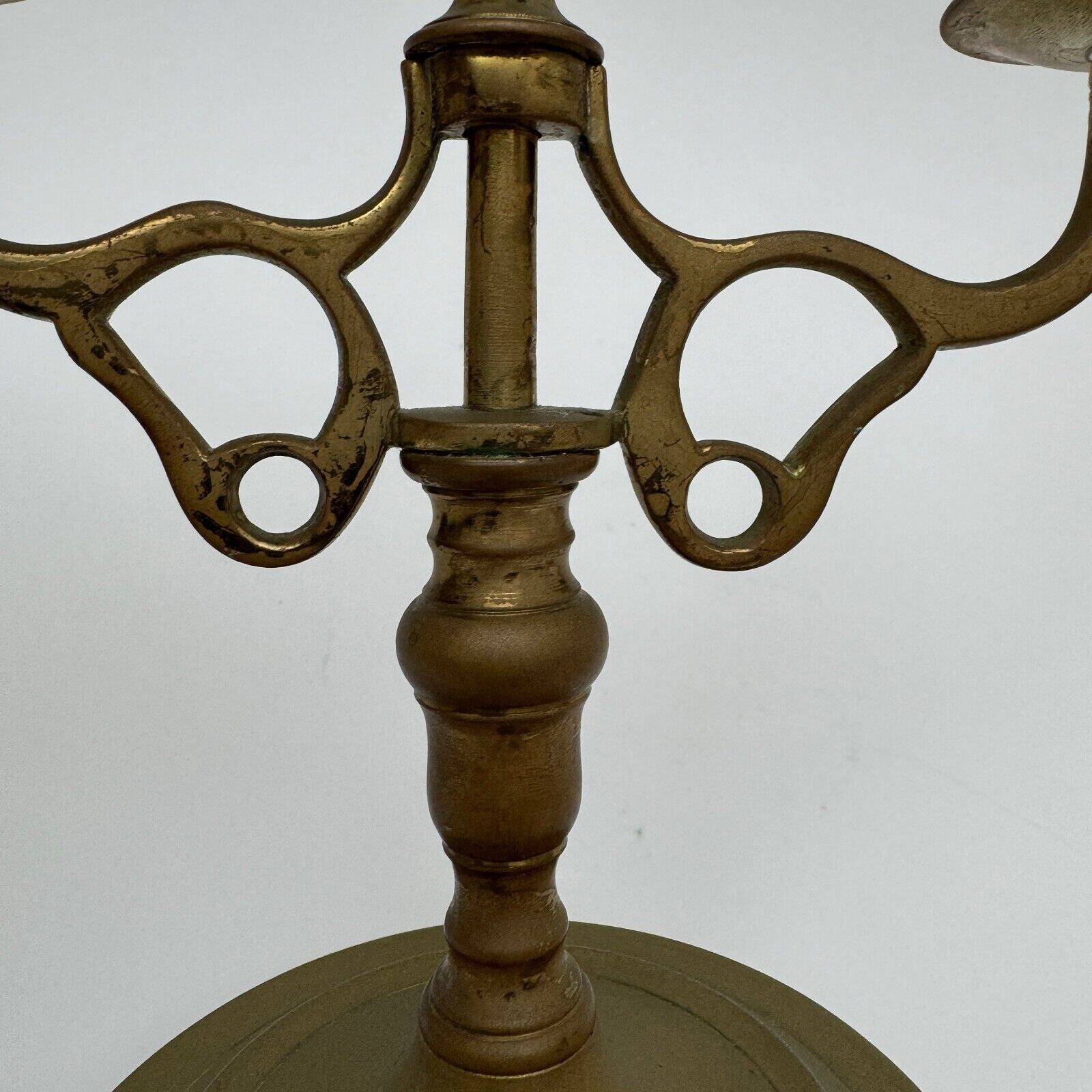 Pair of 19th century bronze candlesticks with bird decor, 2 lights