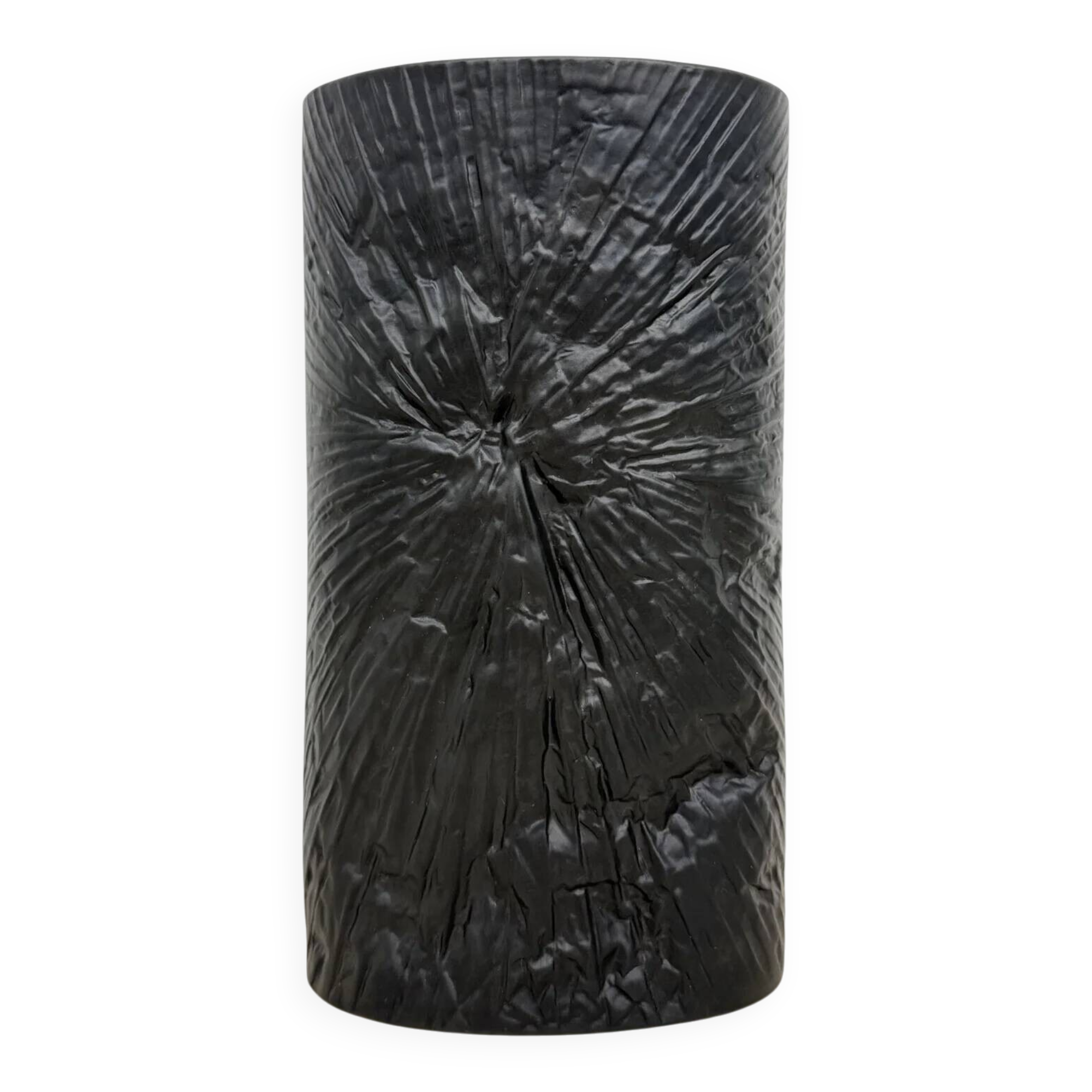 Martin Freyer Rosenthal Studio-Line bisque black porcelain op-art relief vase, 1970s