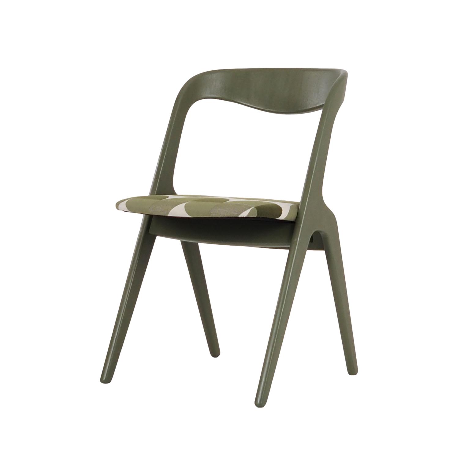 Olive green chair, Scandinavian design of the 70s