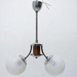 Suspension art déco chromé et bois, vers les années 1930