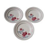 3 longwy model Longwy earthenware dessert plates 21 cm