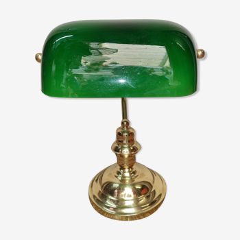 Green opaline banker lamp