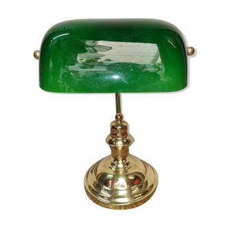 Green opaline banker lamp