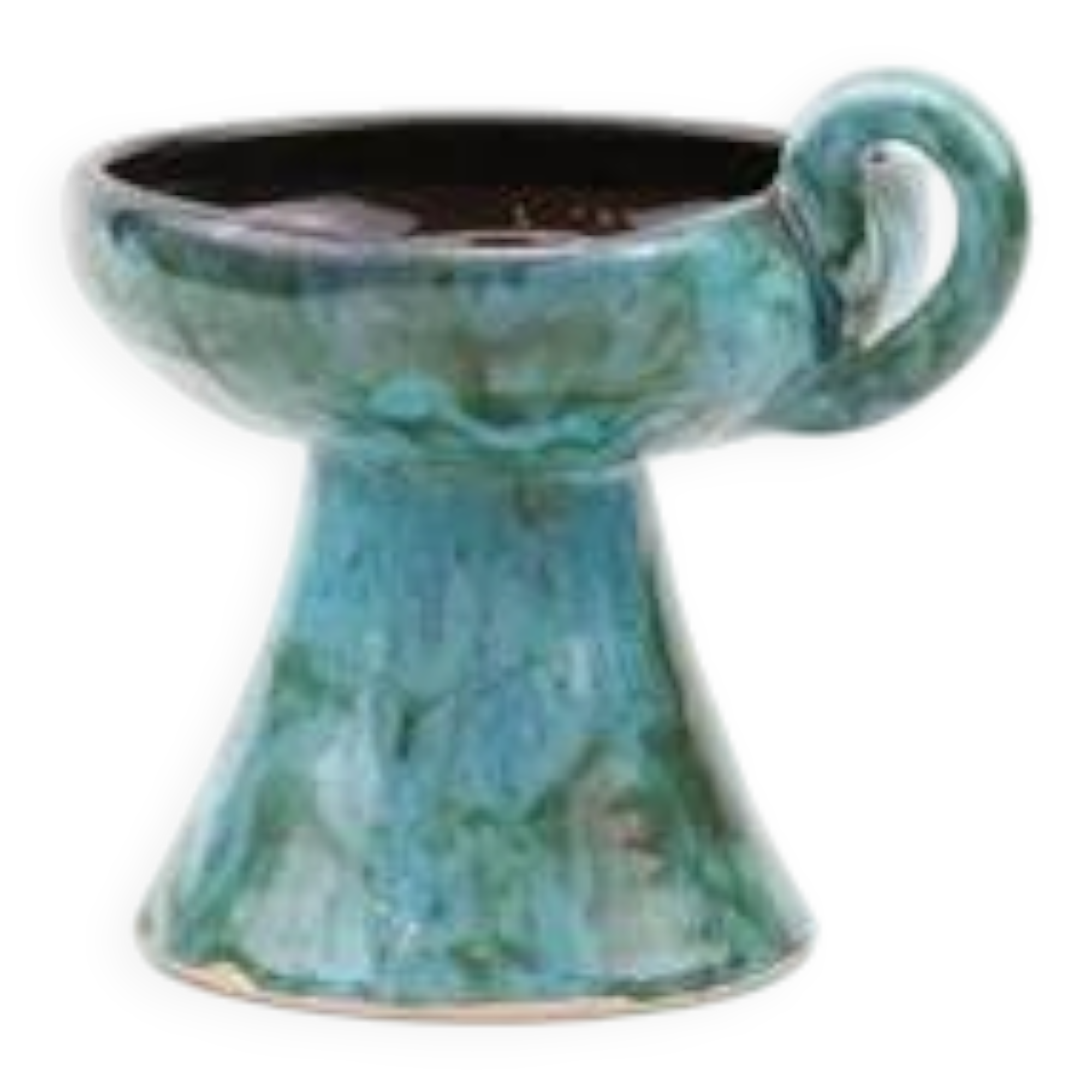 Elegant blue candlestick - Vanoise ceramic