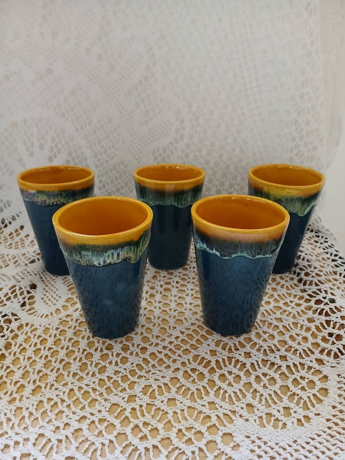 5 old Vallauris mugs / mazagrans
