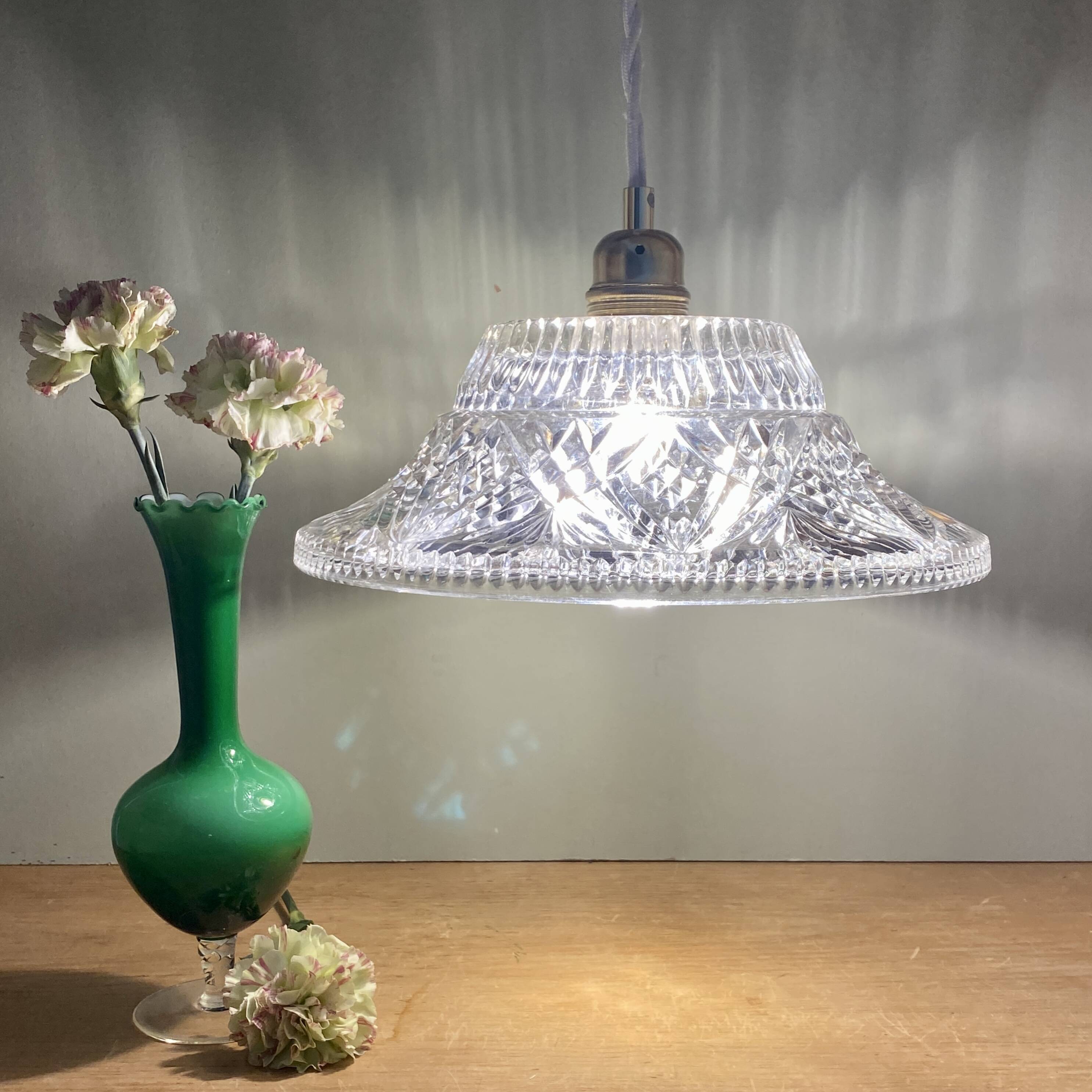 Vintage molded glass lampshade pendant light - tableware collection -