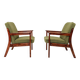 Pair of vintage wild green bouclé armchairs 1970