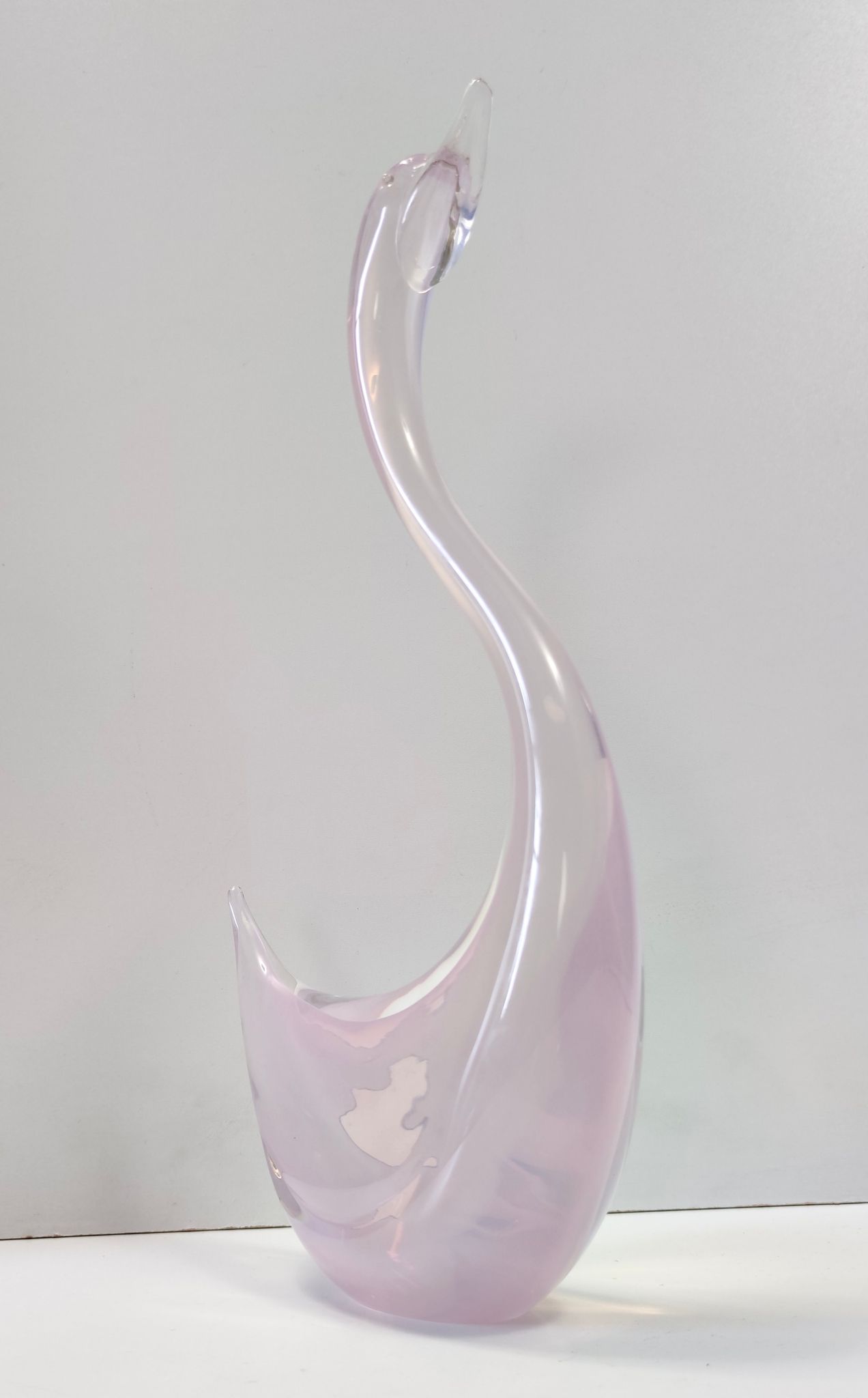 Pink Sommerso Murano glass swan by Elio Raffaeli, Italy