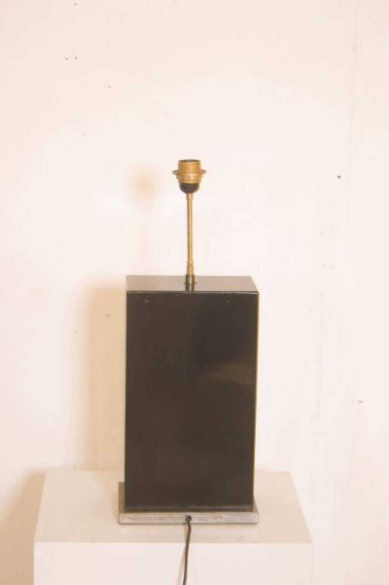 Black lacquered wooden table lamp designed by Roger Vanhevel, 1970s.