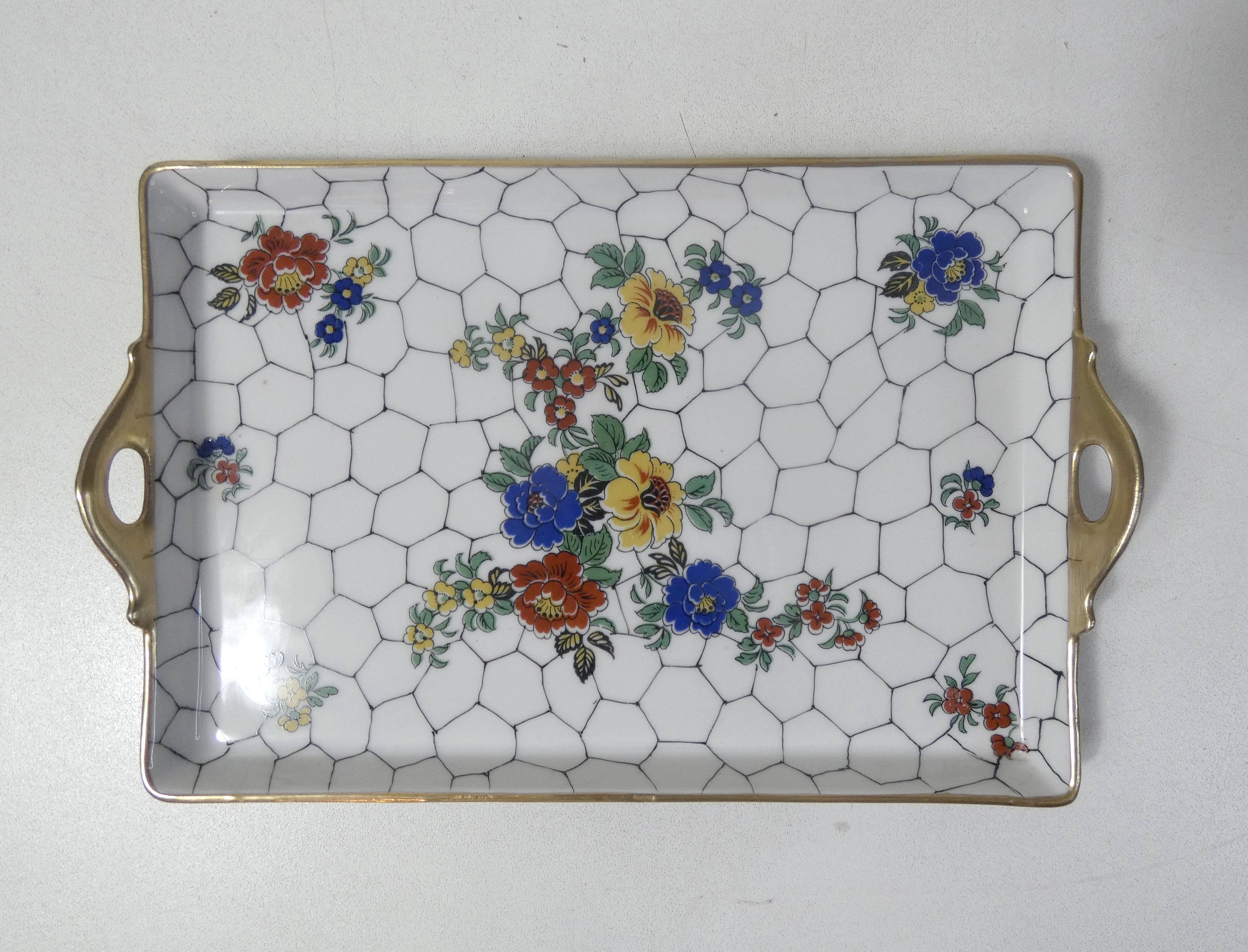 Art nouveau tray in Limoges porcelain