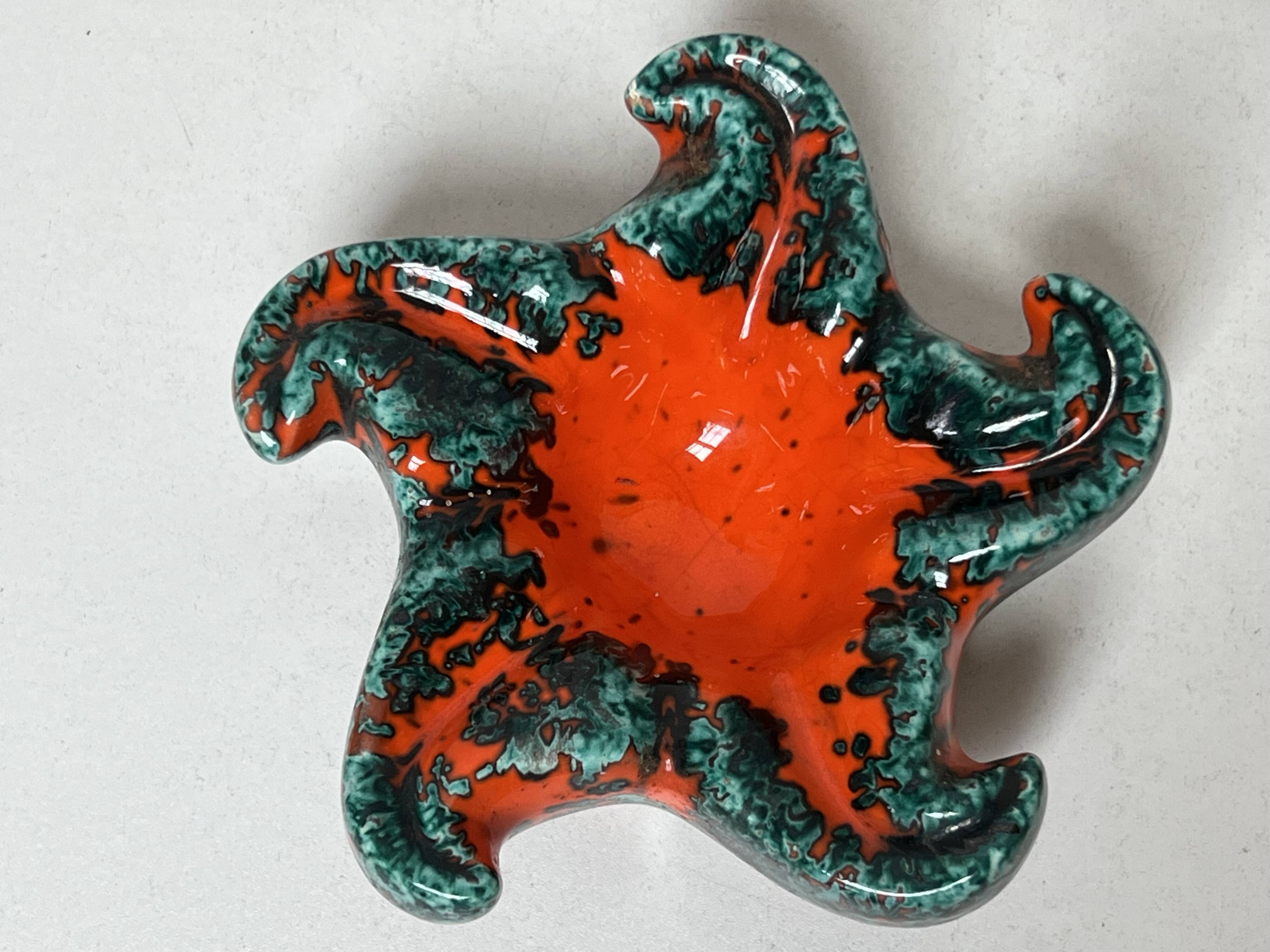 Starfish vallauris ceramic trinket tray, 20th century