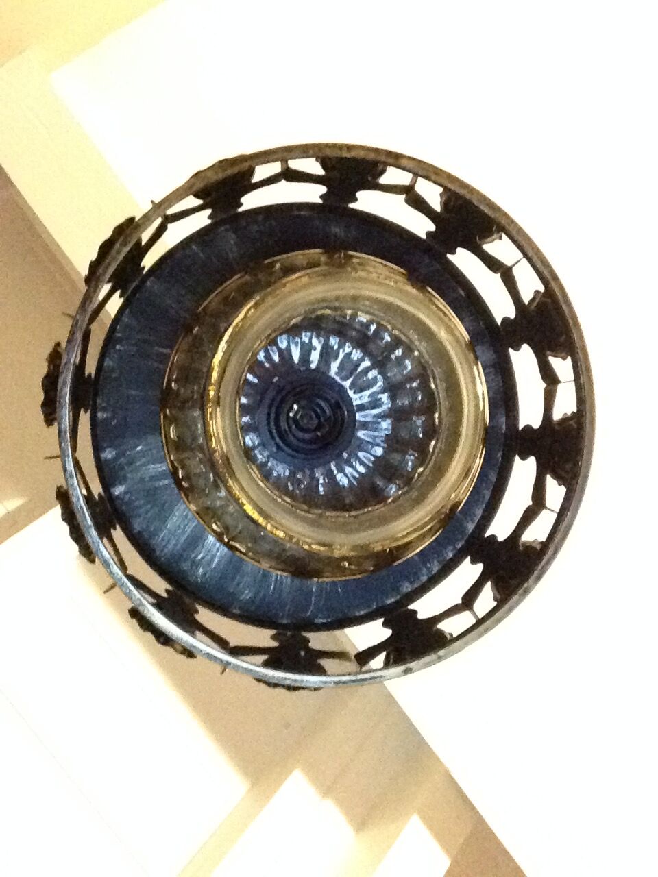 Suspension in enamelled amber glass / vintage 60s-70s