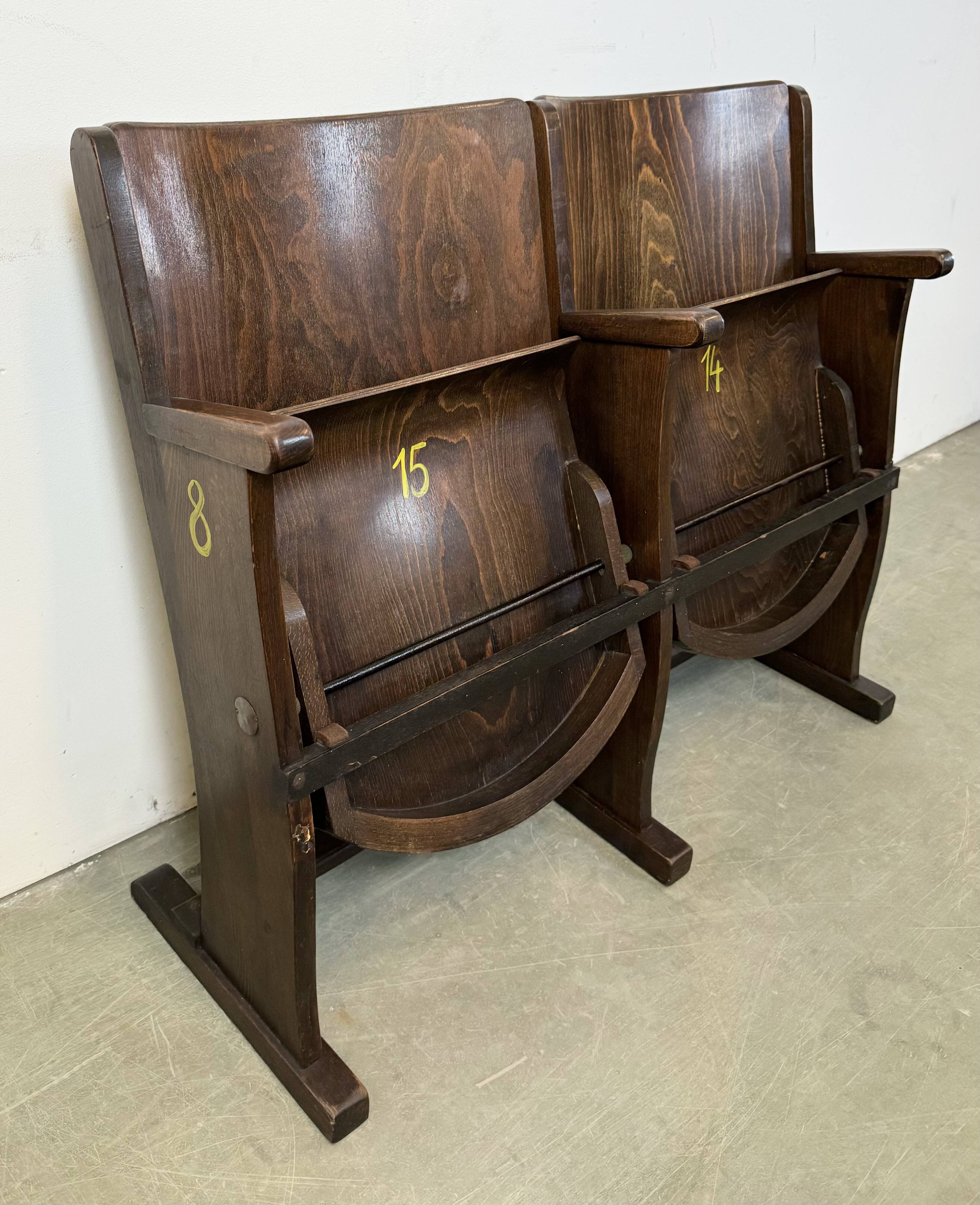 Vintage Two-Seat Cinema Bench from TON, 1960s