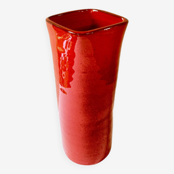 Large red glazed ceramic vase
