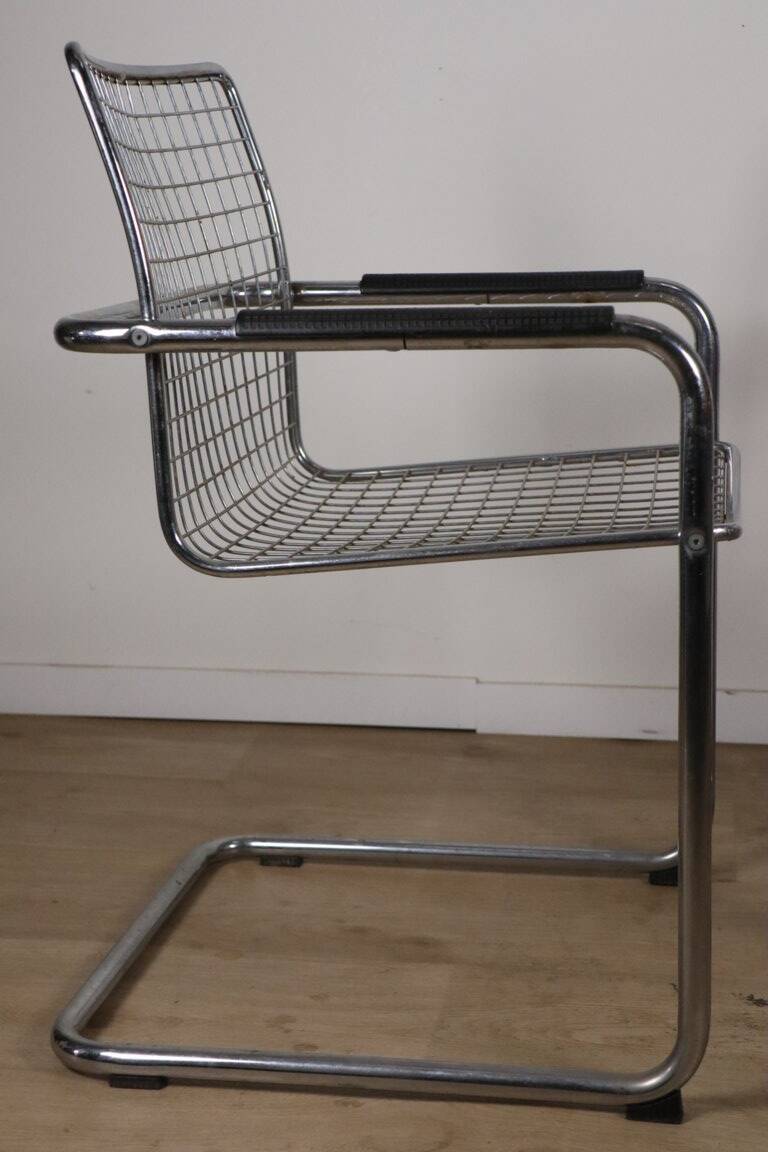 Pair of vintage chrome metal armchairs, 1970