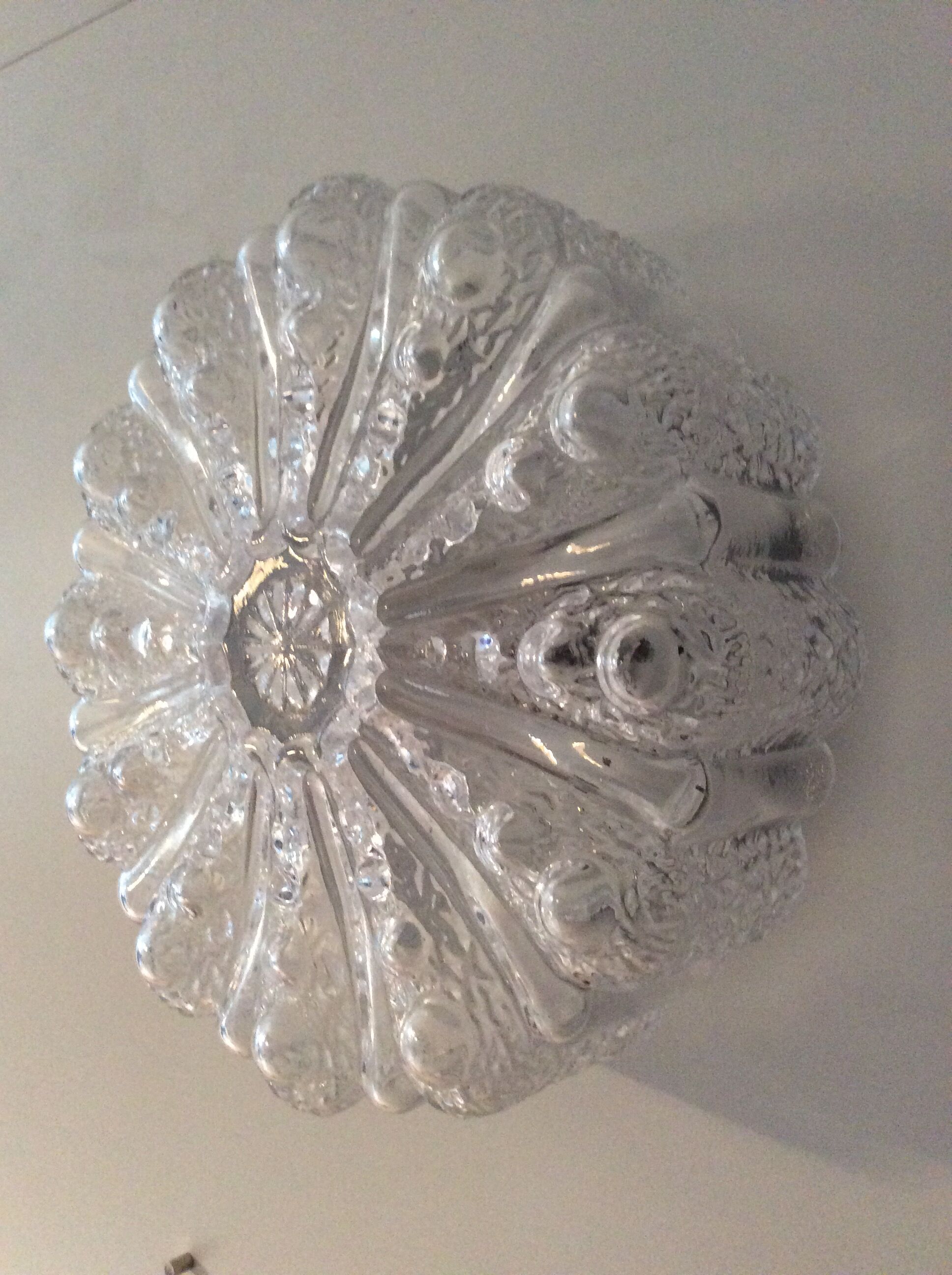 Ceiling lamp from the 70s in molded glass