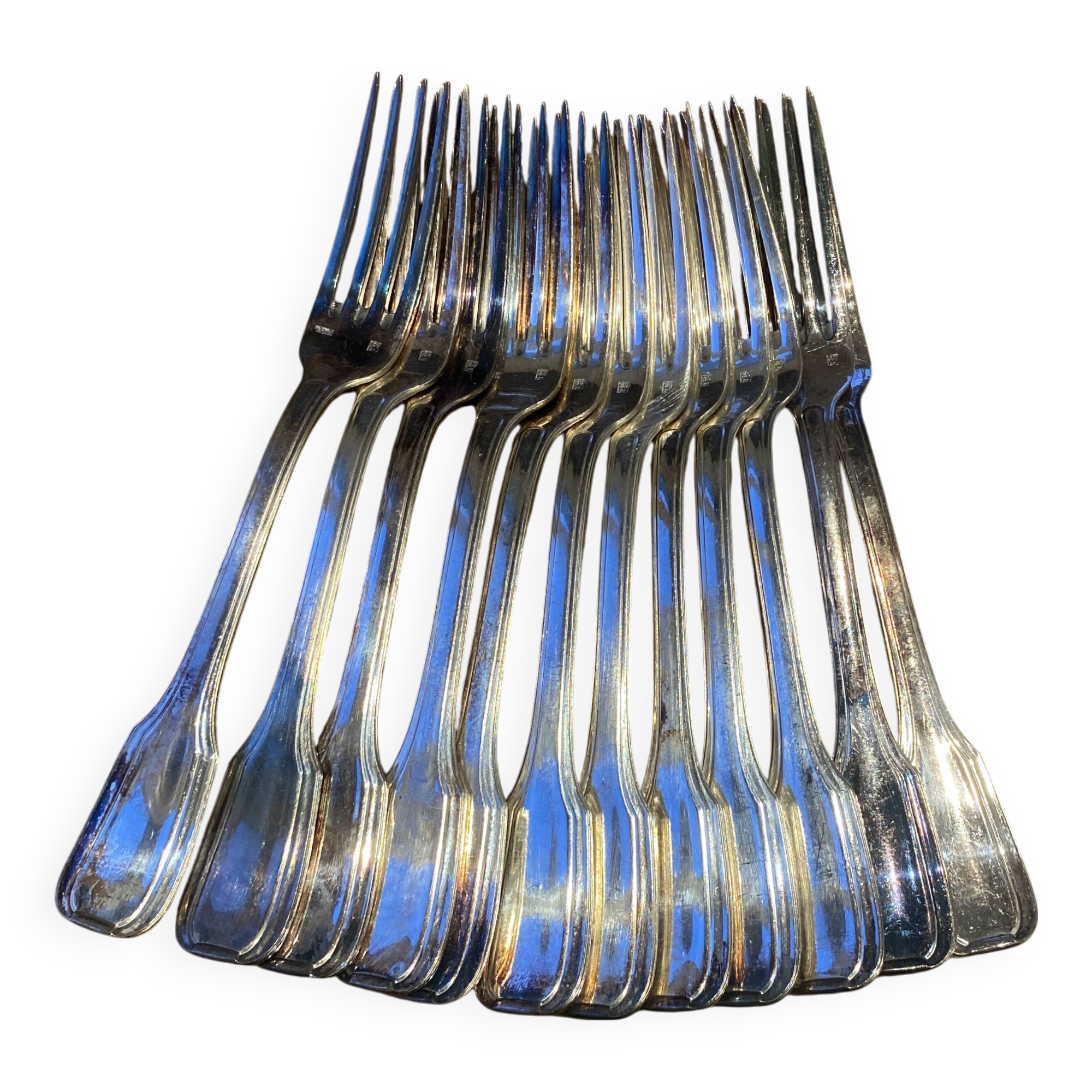 12 silver-plated dessert forks