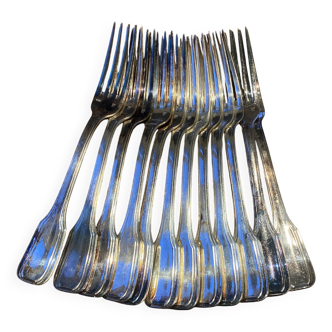12 silver-plated dessert forks