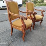 Pair of walnut armchairs period Consulate