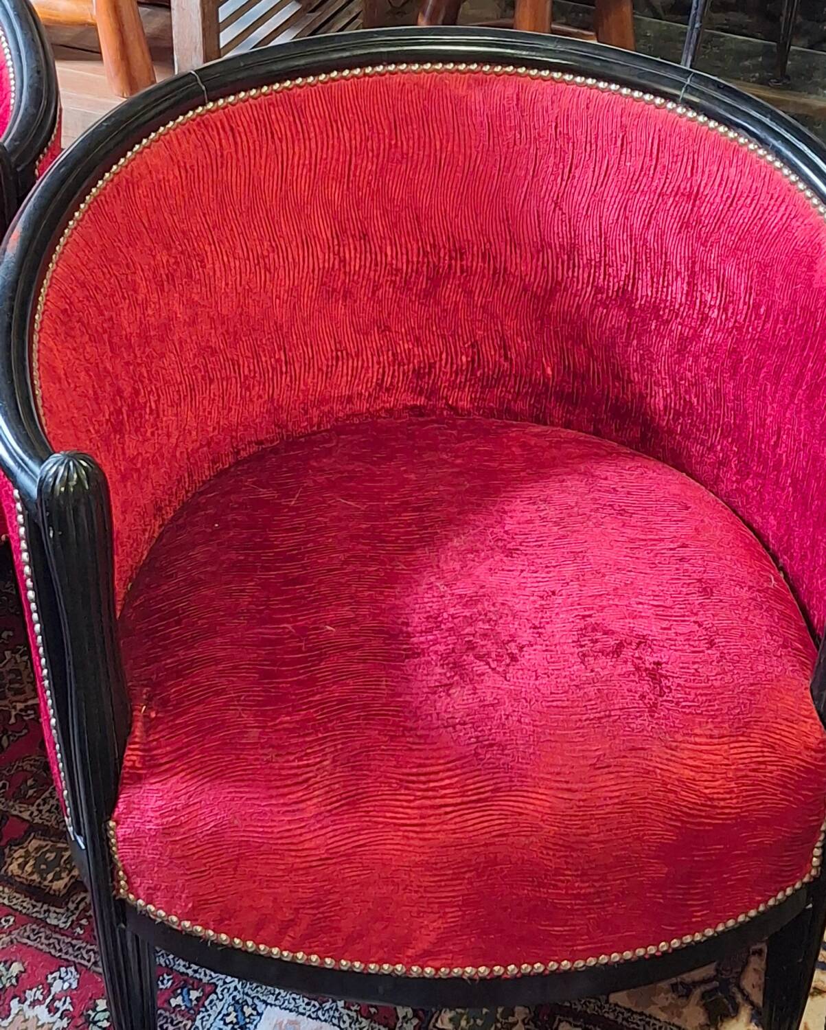 Pair of "barrel" armchairs