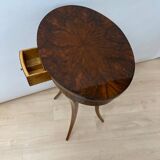 Oval Biedermeier Side Table with Drawer in Walnut Veneer, South Germany, 1820