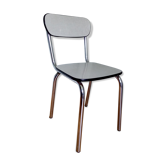 Chromed metal JPP chair and formica with white and gray grid