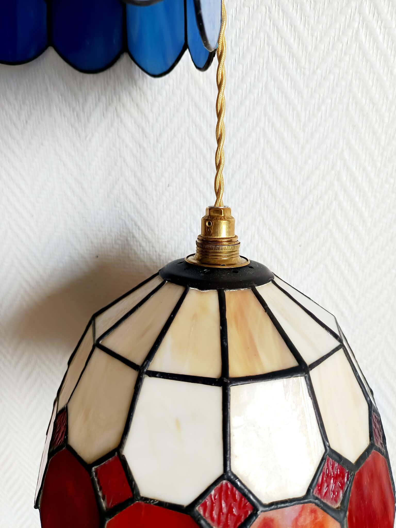 Pair of Art Deco Tiffany style pendant lights